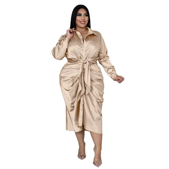 Chic Plus Size Ruched Midi Dress
