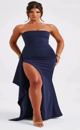 Black Elegant Asymmetrical Maxi Gown