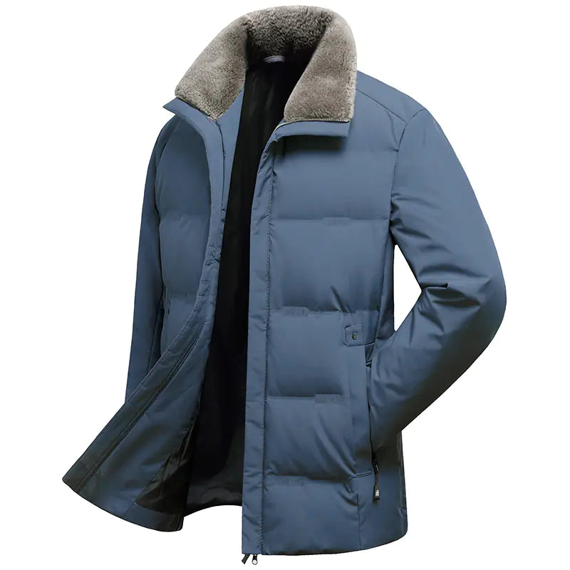 Men's Luxe Fur-Collared Winter Jacket