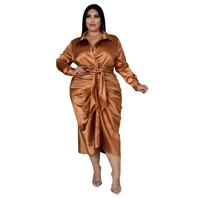 Chic Plus Size Ruched Midi Dress