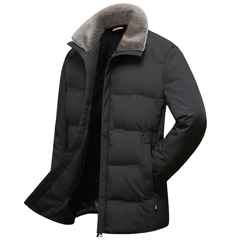 Men's Luxe Fur-Collared Winter Jacket