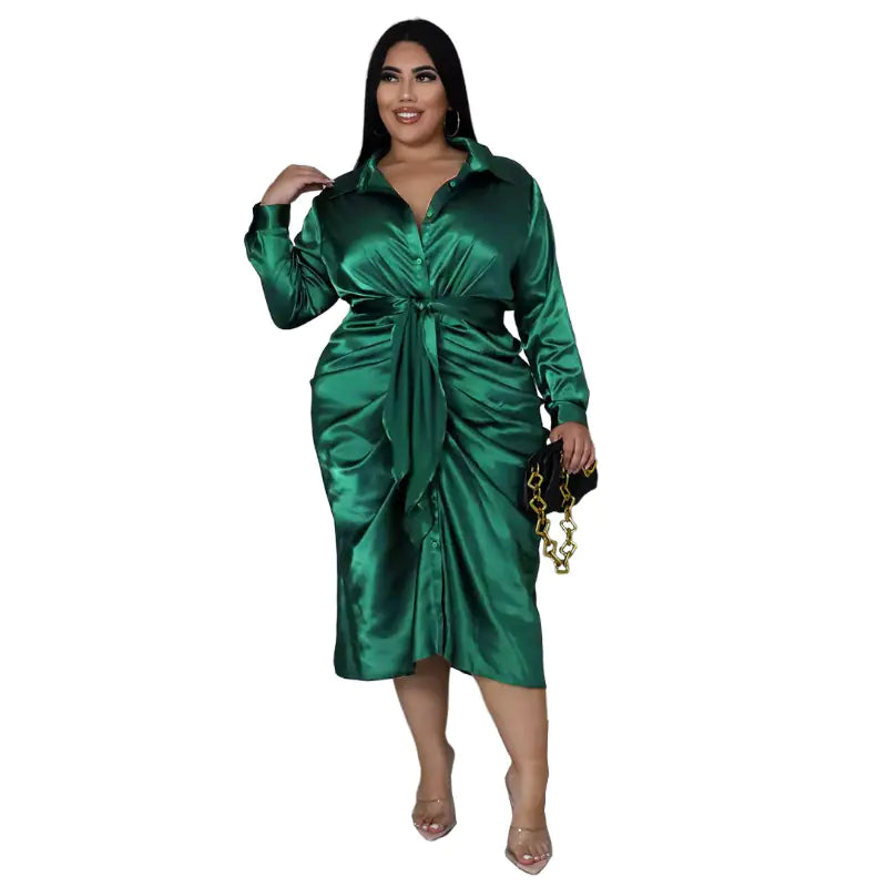 Chic Plus Size Ruched Midi Dress
