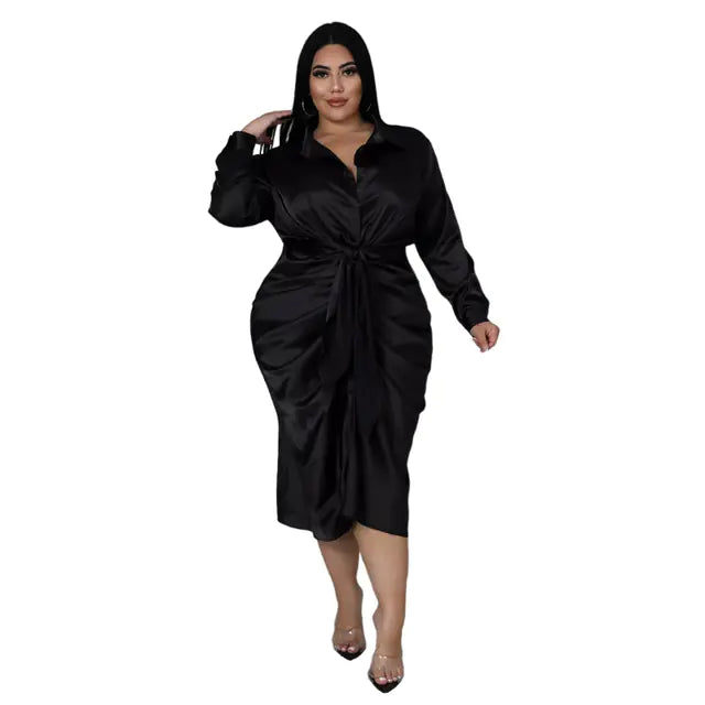 Chic Plus Size Ruched Midi Dress